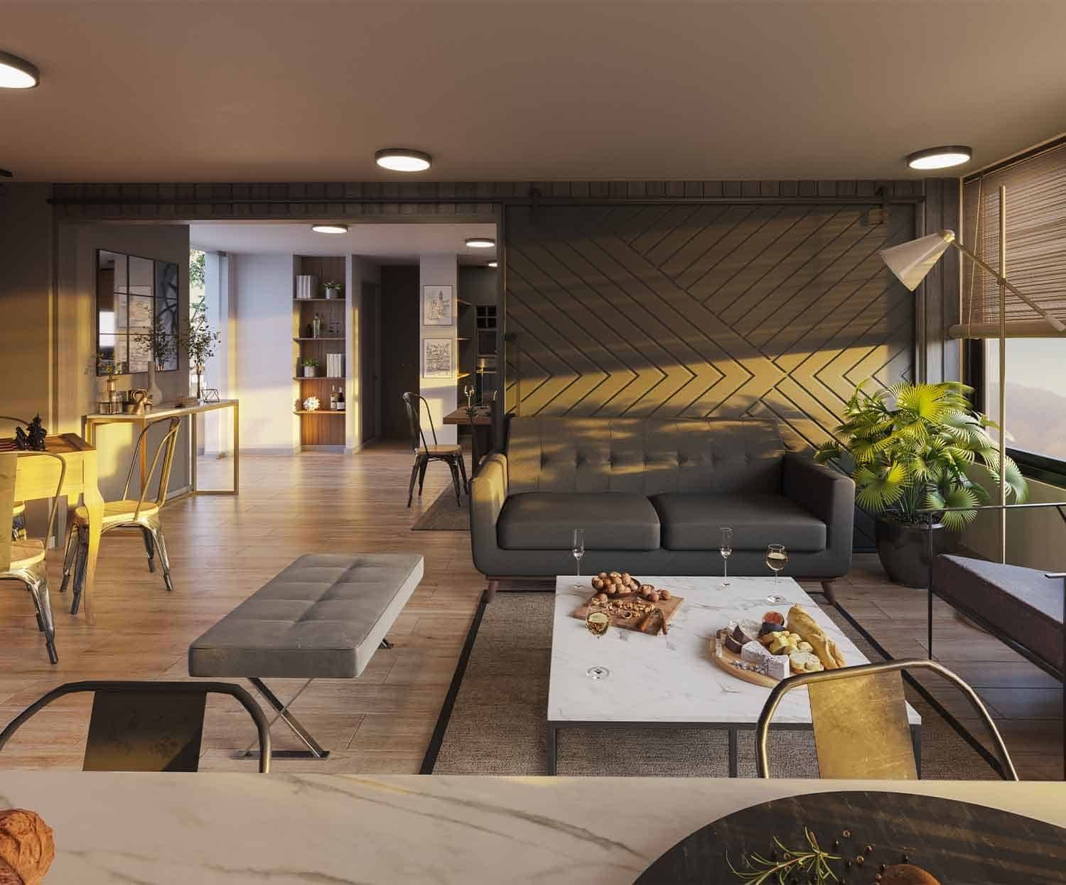 Imagen referencial (render): sala común de Aldunate