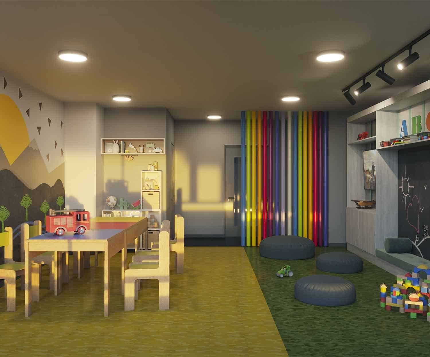 Imagen referencial (render): sala de juegos de Aldunate